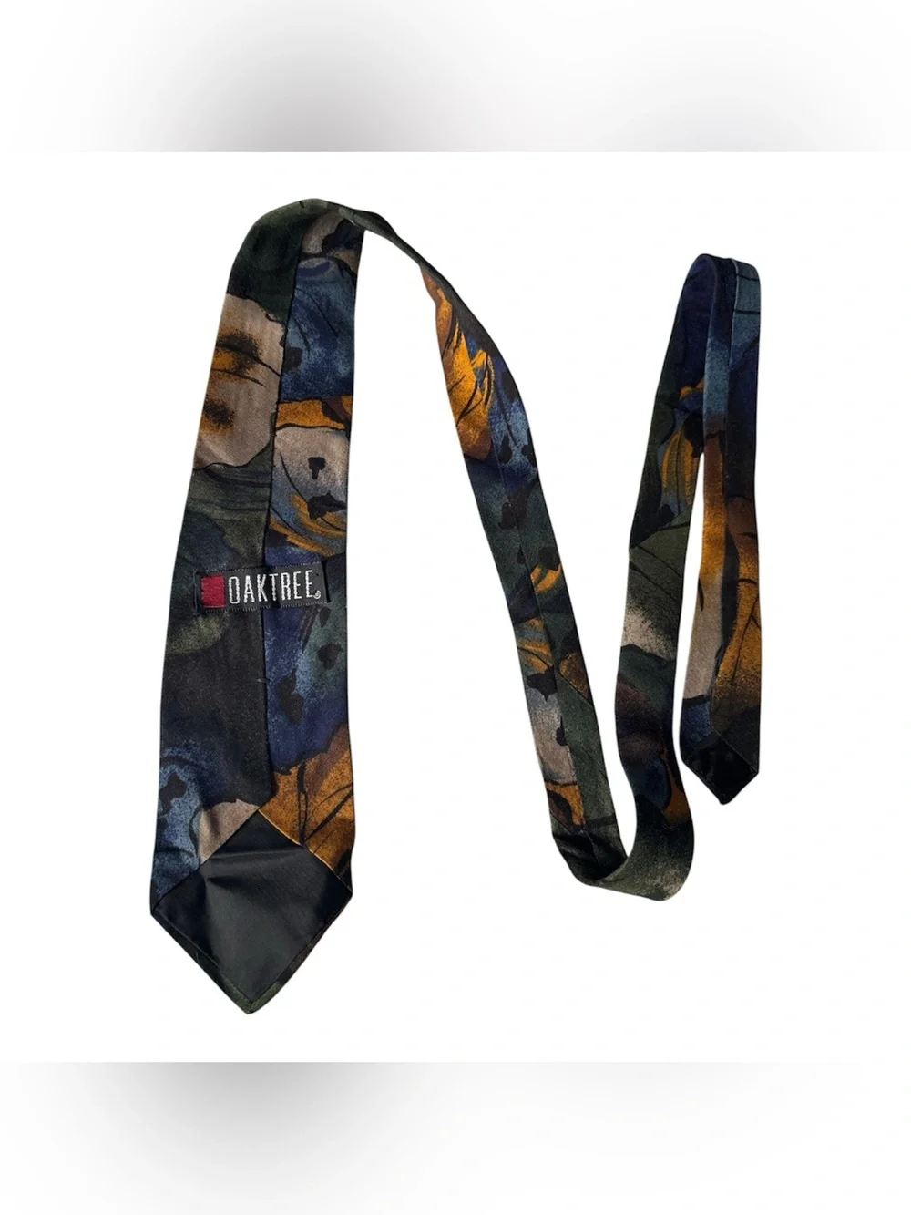 Men's Abstract Floral Tie in Black, Brown & Blue